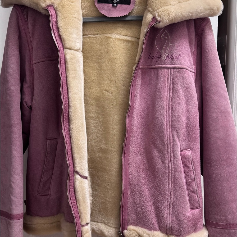 Baby Phat Women's Pink and Cream Suede/Leather Teddy Jacket